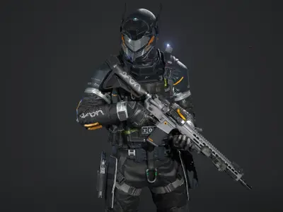 SCIFI - URBAN SOLDIER Low-poly 3D model
