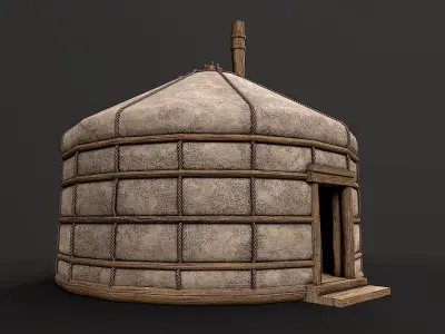 Traditional Yurt Nomads Tent with Interior 4 Low Poly PBR Low-poly 3D model