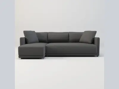 Gather arm wide chaise sectional sofa Free low-poly 3D model