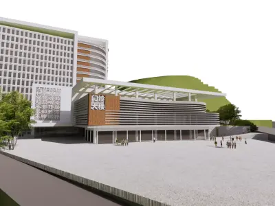 3D Model A Futuristic Healing Hub in Harmony with Nature Low-poly 3D model