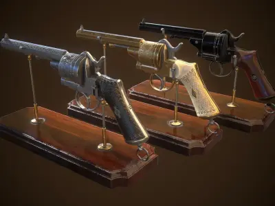 LEFAUCHEUX - Vintage Revolver Low-poly 3D model