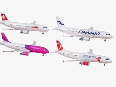 Bunde 4x Airbus A320 3D model