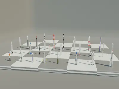 Rocket collection nasa chess set Low-poly 3D model