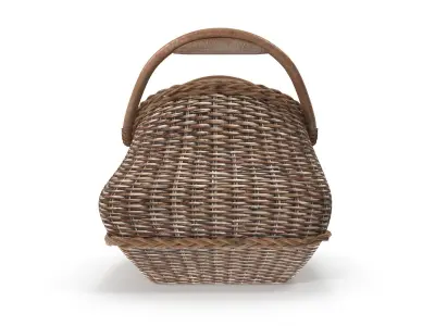 Jacquelyne Wood Handled Basket Free 3D model