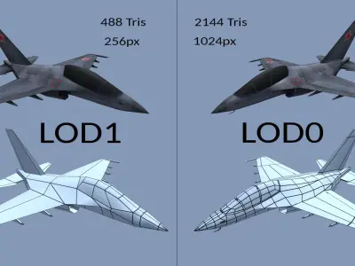 Mobile Low Poly Yakovlev Yak130 Low-poly 3D model