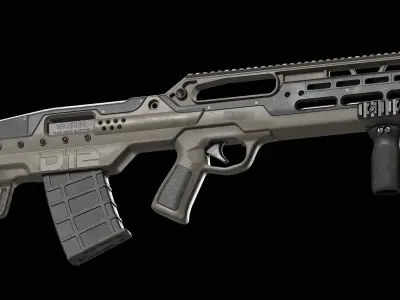 D12 Shotgun Low-poly 3D model