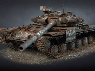 Tank T-64BM Bulat Destroyed Low-poly 3D model