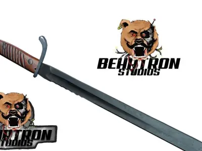 German Saw-Back Butcher Machete Bayonet 1915 WW1 Low-poly 3D model