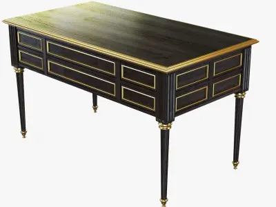 Ebonized Antique French Louis XVI Desk 3D model