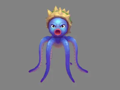 Cartoon Octopus Monster Low-poly 3D model