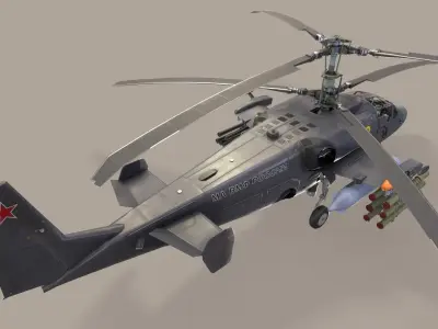 Kamov Ka-52K Katran Complex Animation Low-poly 3D model