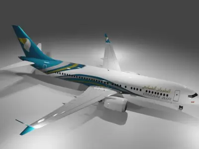 Oman Air Boeing 737 max 8 3d model low poly Low-poly 3D model