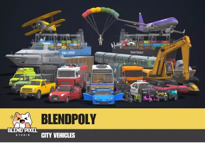 BlendPoly City Vehicles - Low Poly Assets Low-poly 3D model