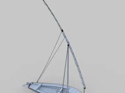 Felucca Sailboat Game Ready  Low-poly 3D model