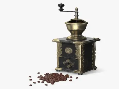 Manual Coffee Grinder with Beans 3D model