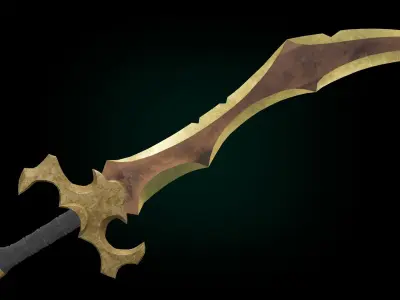 Fantasy Golden Sword Game-Ready Low-poly 3D model
