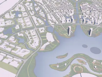 Urban highrise building building ancillary building commercial 3D model