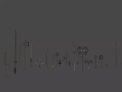 lowpoly Weapon shape set 3D model