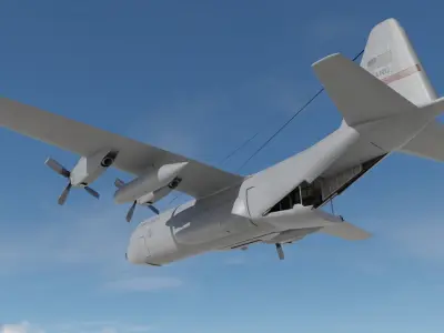 Military C-130 Cargo Transport Plane Low-poly 3D model