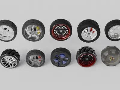 A Collection of car wheels 3D Model 3D model