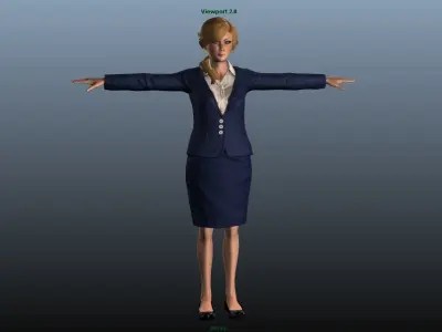 Female Airhostess Low-poly 3D model