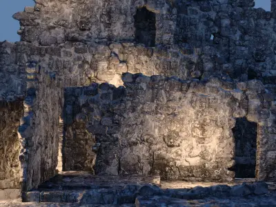 Old castle wall part E Low-poly 3D model