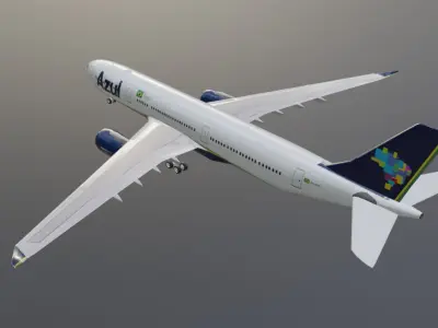 Azul airlines airbus a330-900neo model with cockpit Low-poly 3D model