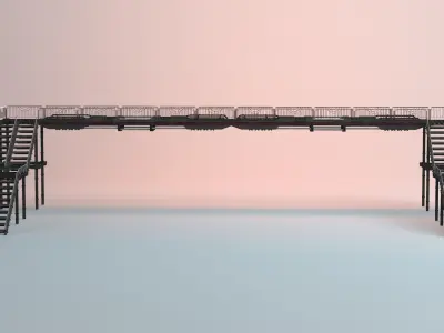 Overpass Pedestrian Road Crossing Bridge Low-poly 3D model