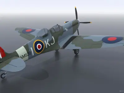 SPITFIRE TR MK9 - Rigged Low-poly 3D model