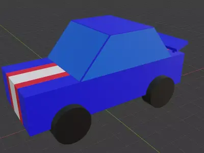 Low poly car 3D with stripes Free low-poly 3D model