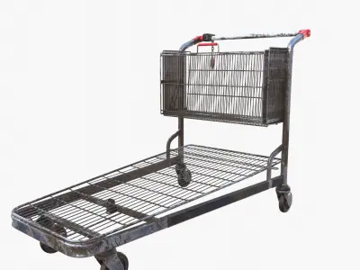 Shopping cart weathered v2 Low-poly 3D model