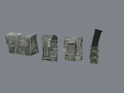 Molle pouches pack Low-poly 3D model