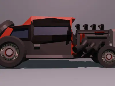 Black Low-poly Hot-Rod Free low-poly 3D model