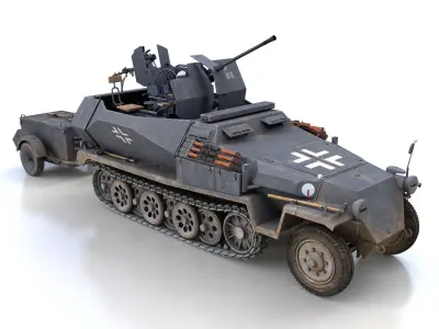 SDKFZ 251 Ausf C - Hanomag Anti-aircraft vehicle - FRHG 3D model