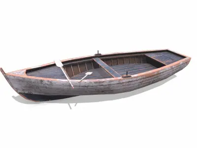 Wooden Boat Low-poly PBR Low-poly 3D model