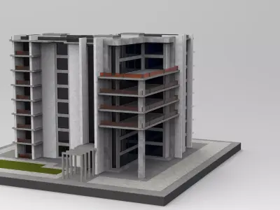 free residential complex modern apartment building in 3ds max Free 3D model