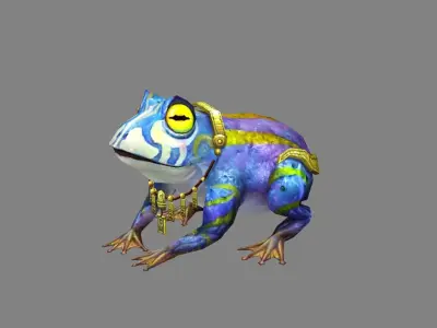 Cartoon mutant frog Low-poly 3D model