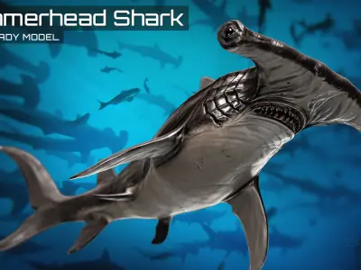 Hammerhead Shark - Ocean Predator - Underwater Creature - 29 Low-poly 3D model