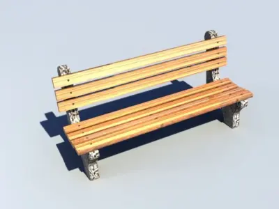3D park Bench Low-poly 3D model