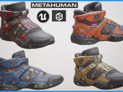 Sci-Fi Sneakers P04 Low-poly 3D model