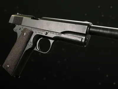 M1911A1 - Textured - Game Ready Low-poly 3D model
