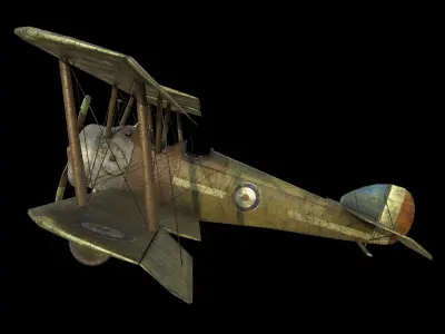 Sopwith Camel Aircraft - PBR - Textured Low-poly 3D model
