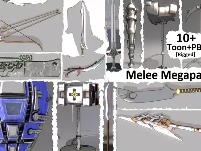 Melee Megapack 10 Core Melee Weapons Low-poly 3D model