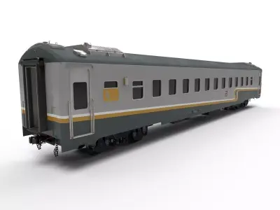 Carriage passenger train Low-poly 3D model