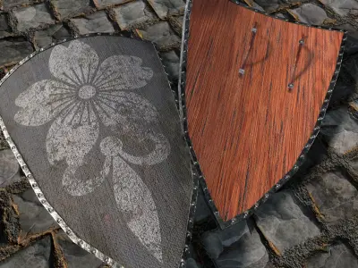 Medieval round shield with coat of arms 4 Low-poly 3D model