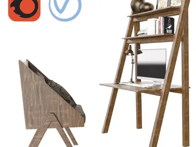 African Worktable - Ethnic Home Office Free 3D model