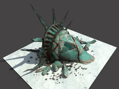 Broken Down Statue Of Libertys Head 3D model