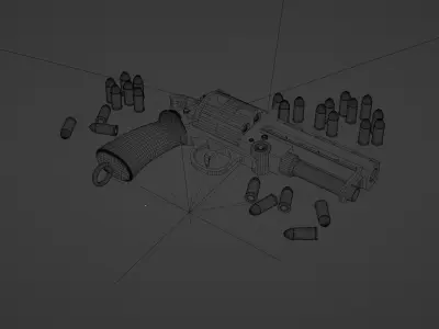 Modular Revolver Gun  Low-poly 3D model