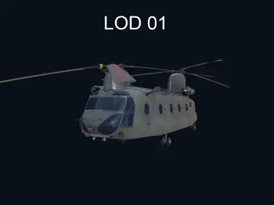 Asset - Army - Aircraft CH 47 Low-poly 3D model