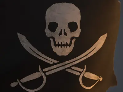 Animated Pirate Black Flag Low-poly 3D model